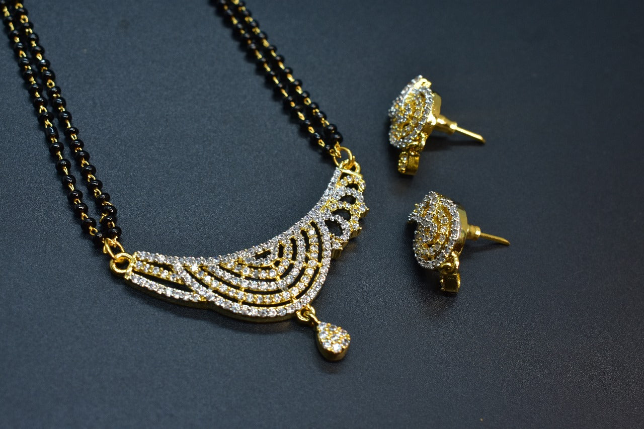 Saisha Gold Polish CZ Designer Mangalsutra Set