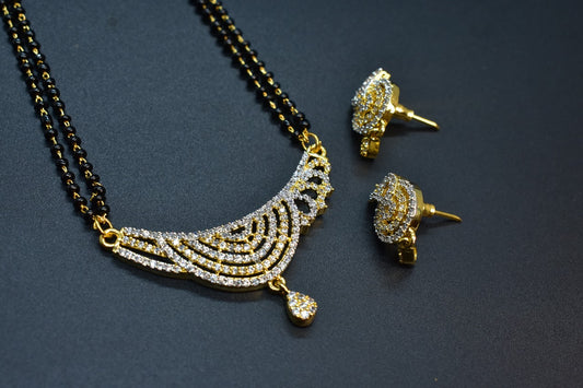 Saisha Gold Polish CZ Designer Mangalsutra Set