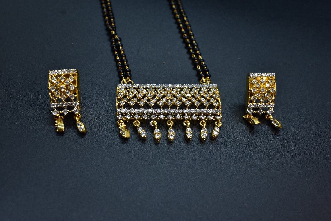 Sanaya White Stone CZ Designer Mangalsutra Set