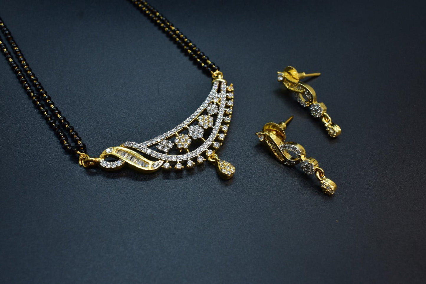 Siya White Stone CZ Designer Mangalsutra Set