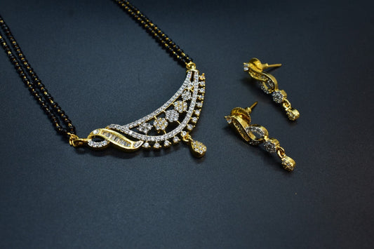 Siya White Stone CZ Designer Mangalsutra Set
