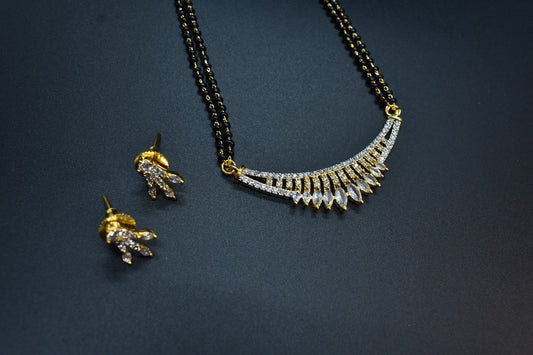 Urvi White Stone CZ Designer Mangalsutra Set