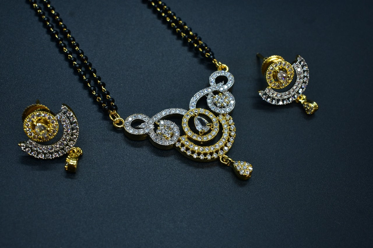Ruhi Gold Polish CZ Designer Mangalsutra Set