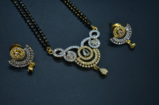 Ruhi Gold Polish CZ Designer Mangalsutra Set