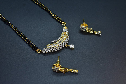 Ranya Gold Polish CZ Designer Mangalsutra Set