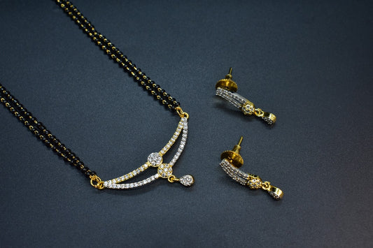 Tanvi White Stone CZ Designer Mangalsutra Set