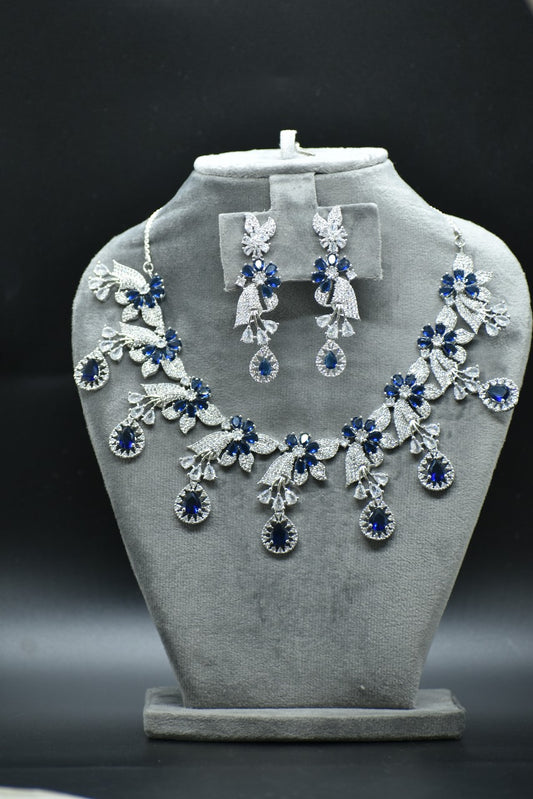 Viha Silver Polish CZ Designer Necklace Set