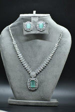 Vedika Silver Polish CZ Designer Necklace Set