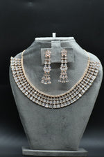 Vritika Rose Gold Polish CZ Designer Necklace Set