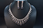 Kiyaa Rose Gold Polish CZ Designer Necklace Set
