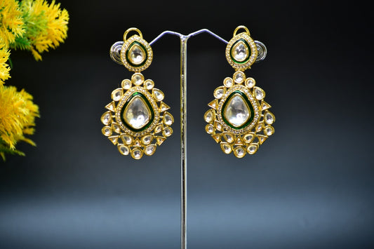 Maithili Gold Polish Kundan Stone Designer Earrings