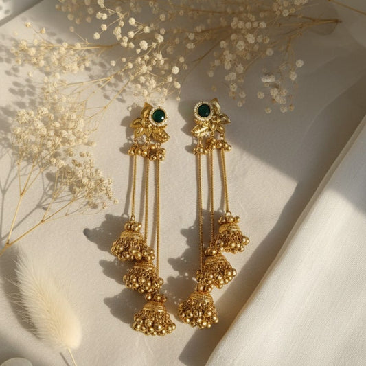 Traditional Kashmiri Handcrafted Kanchan Jhumka Earrings
