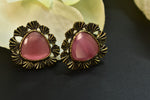 Mishika Pink Oxidized Stud Earrings