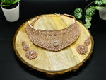 Yara Rose Gold Polish CZ Designer Necklace Set