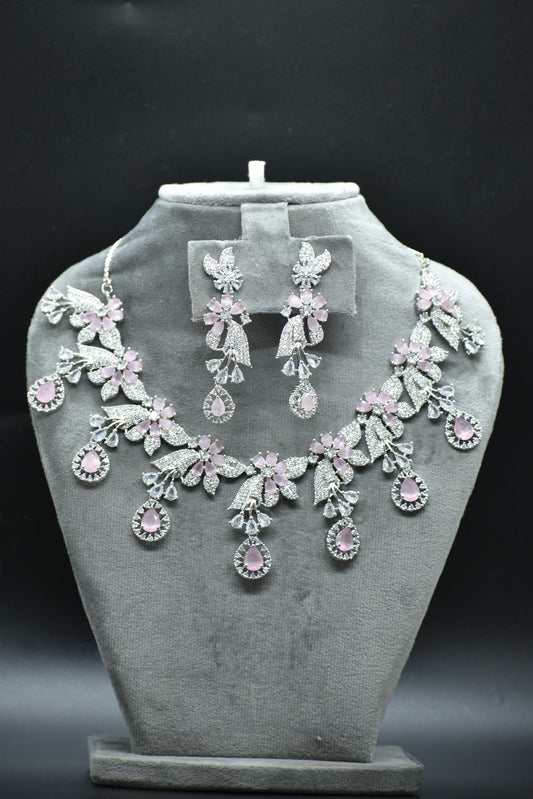 Viha Silver Polish CZ Designer Necklace Set
