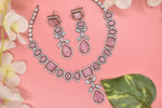 Zoey Black Polish Pastel Pink stone CZ Designer Necklace Set