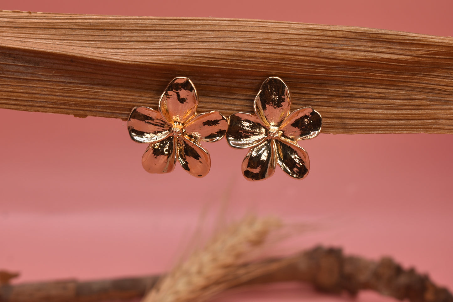 Flower Brass Stud Designer Earrings