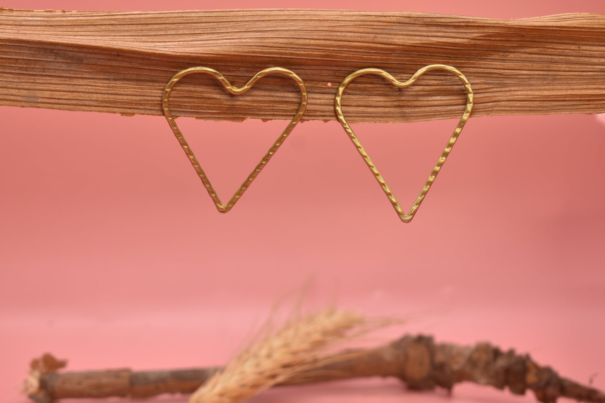 Heart Brass Stud Earrings