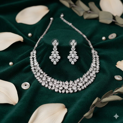 Nalina White Stone CZ Designer Necklace Set