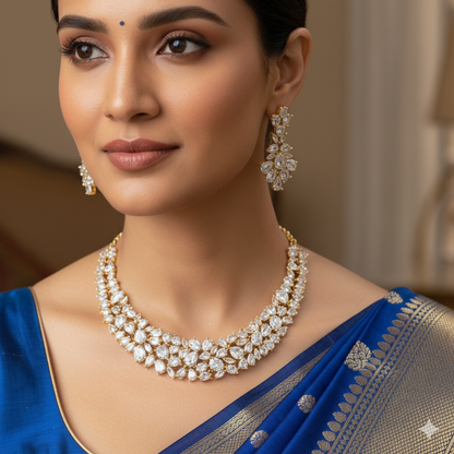 Nalina White Stone CZ Designer Necklace Set