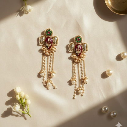 Traditional Royal Moissanite Jhumka Earrings Embellished with Ghungroo and Meena Detailing