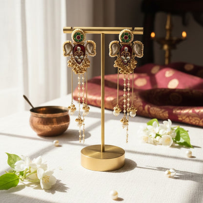 Traditional Royal Moissanite Jhumka Earrings Embellished with Ghungroo and Meena Detailing