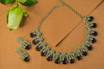 Alovi Silver Polish Purple CZ Designer Necklace Set
