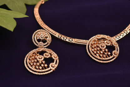 Anomi White Stone CZ Designer Necklace Set
