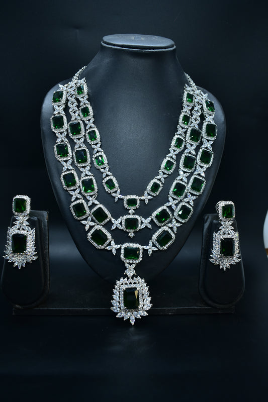 Ceria Emerald Green Layered Necklace Set