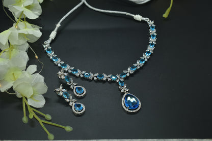 Chirmi Silver Polish CZ Designer Necklace Set