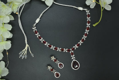 Chirmi Silver Polish CZ Designer Necklace Set