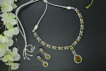 Chirmi Silver Polish CZ Designer Necklace Set