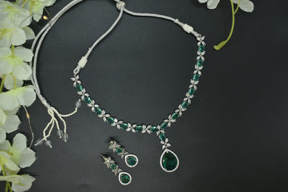 Chirmi Silver Polish CZ Designer Necklace Set