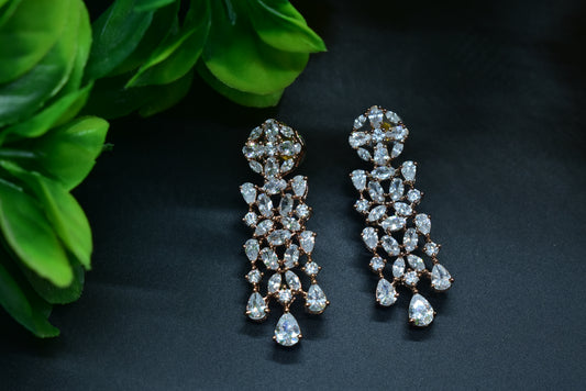 Kashvi Rose Gold Polish AD Designer Earrings