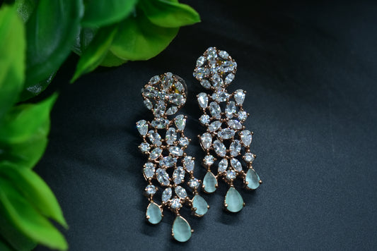 Kashvi Rose Gold Polish AD Designer Earrings