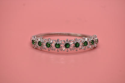 Idhika Sterling Green Stone AD Designer Bracelet