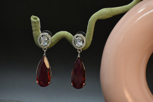 Jiya Silver Polish AD Designer Drop Earrings