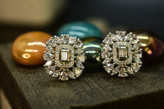 Nia Silver Polish AD Designer Stud Earrings