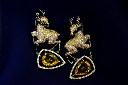 Charvi Rose Gold Polish Deer AD Designer Earrings