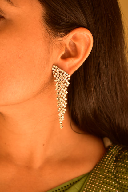Ahana Silver Polish AD Designer Earrings