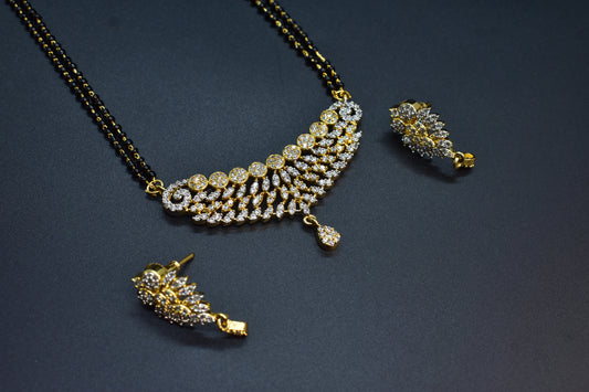 Nyra Gold Polish CZ Designer Mangalsutra Set