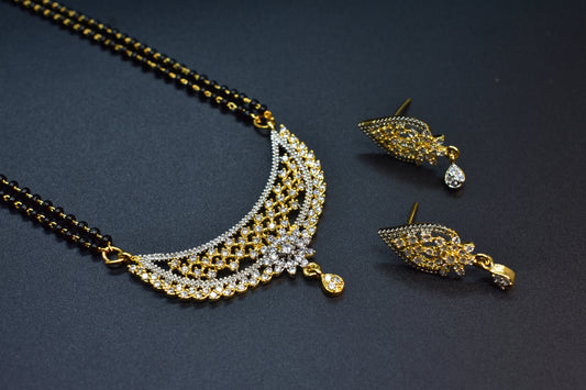 Kimaya White Stone CZ Designer Mangalsutra Set