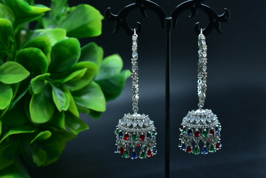 Aavya Silver Polish AD Designer Jhumka
