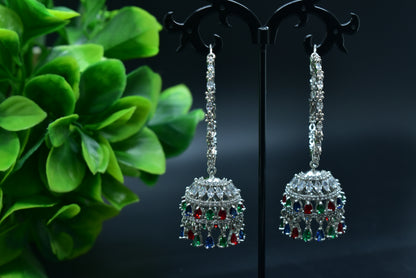 Aavya Silver Polish AD Designer Jhumka