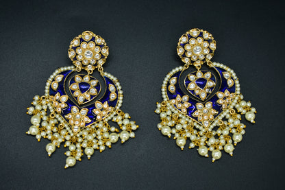 Tia Pearl Kundan Designer Earrings