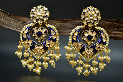 Tia Pearl Kundan Designer Earrings