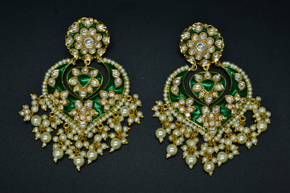 Tia Pearl Kundan Designer Earrings
