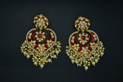 Tia Pearl Kundan Designer Earrings
