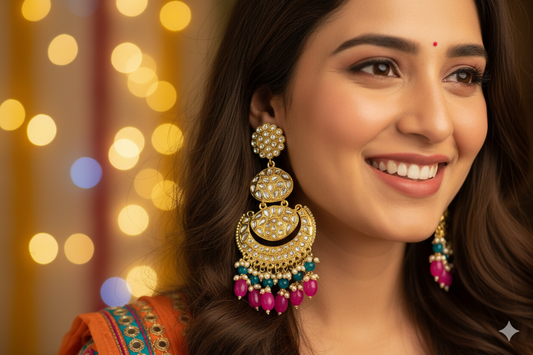 Pearl Drop Pink polki Earrings