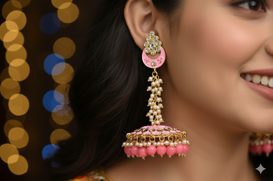 Pink Polki Earrings